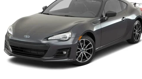 Modern car in white studio front view Dark Gray Metallic 2017 Subaru BRZ Limited Stock Footage 159898123
