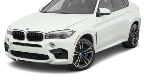 Modern car in white studio front view Alpine White 2017 BMW X6 M Stock Footage 159935354