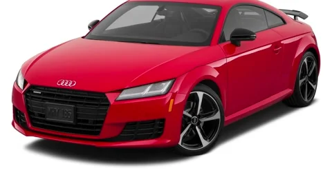 Modern car in white studio front view Tango Red Metallic 2018 Audi TT 2.0 TFSI Stock Footage 159996052