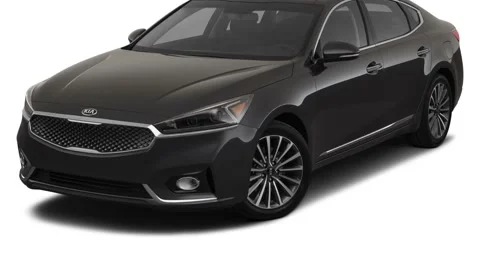 Modern car in white studio front view Platinum Graphite 2018 Kia Cadenza Premium Stock Footage 160015177