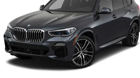 Modern car in white studio front view Arctic Gray 2019 BMW X5 xDrive50i Stock Footage 160060985