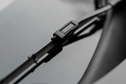 Modern car windscreen wiper. Windshield wiper. Closeup of car windshield wipe Stock Photos