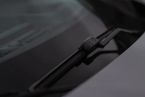 Modern car windscreen wiper. Windshield wiper. Closeup of car windshield wipe Stock Photos