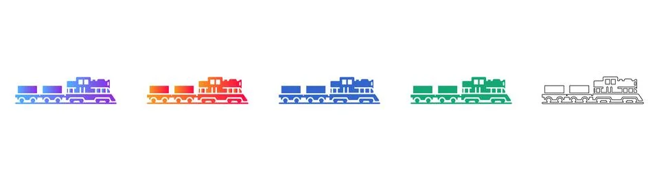 Modern Cargo Train Icons 스톡 일러스트