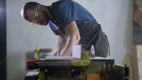 Modern carpenter at work Stock Footage 70922974