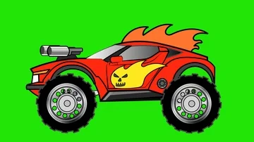 Red Monster Truck running. Cool cartoon , Stock Video