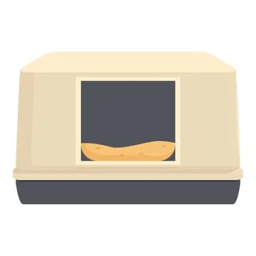 Modern cat litter box with absorbent sand for indoor cats Stock Illustration