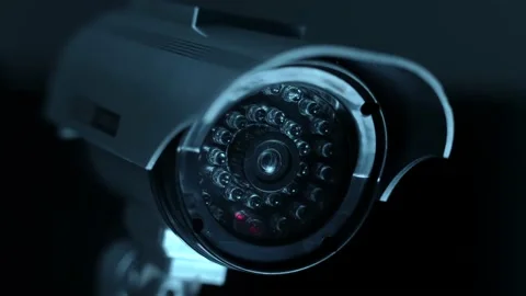 Modern CCTV Camera Rotates, Indoor Security System Stock Footage 223526405