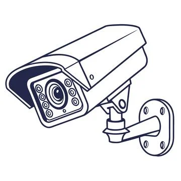 Modern CCTV Security Camera Outline Icon for Surveillance Stock Illustration