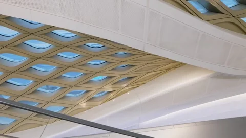 Modern Ceiling Architecture in KAFD Riyadh Metro Station KSA Stock-Footage 309781463