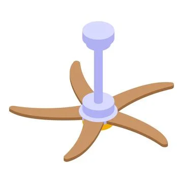 Modern ceiling fan rotating, providing cooling air circulation Stock Illustration