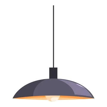 Modern ceiling lamp hanging, illuminating room with warm light Stock Illustration