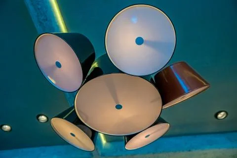 Modern ceiling light for warm, fine lighting in the interior 스톡 사진