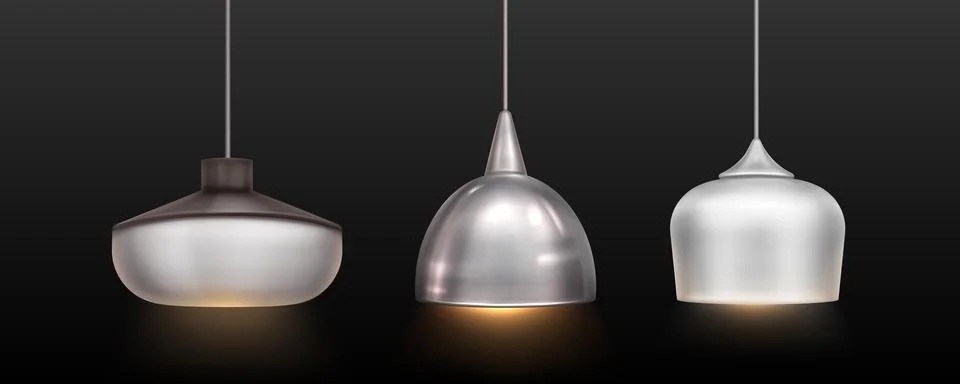 Modern ceiling pendant lamp set Stock Illustration