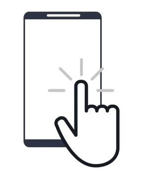 Modern cellphone with hand pointer icon 스톡 일러스트