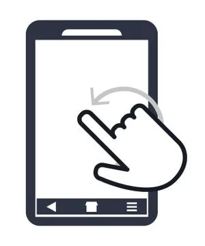 Modern cellphone with hand pointer icon Stock Illustration
