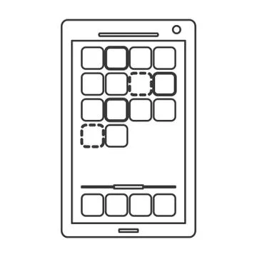 Modern cellphone with squares on screen icon line design Stock Illustration