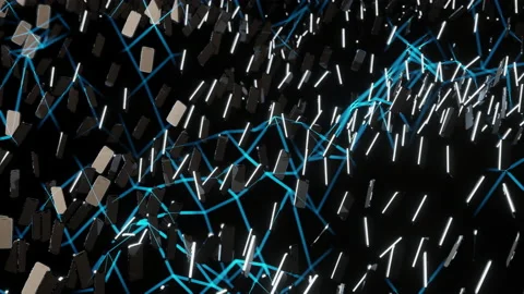 Modern Cellphones Connected In Network Grid 3D CGI Animation Stock Footage 164309596