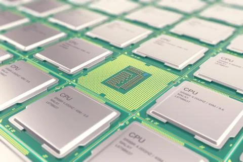 Modern central computer processors CPU, industry concept close-up view with イラスト素材