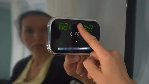 Modern central heating control combine the timer and the thermostat Stock Footage 116644885