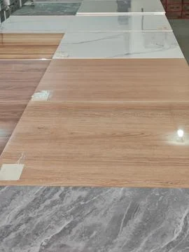 Modern Ceramic Tile Display in Interior Showroom Stock Photos