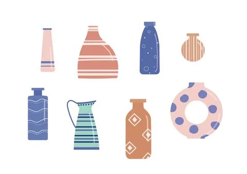 Modern Ceramic Vases vector illustrations for logo, icon, social media post Stock Illustration