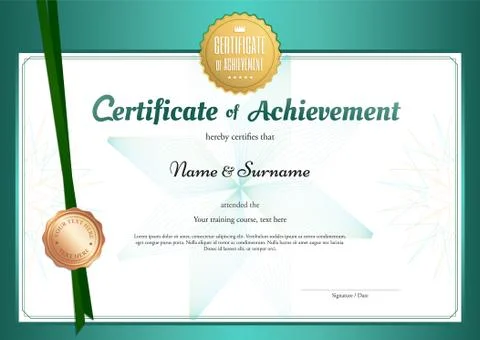 Modern certificate of achievement template in environment theme with abstra.. Stock Illustration
