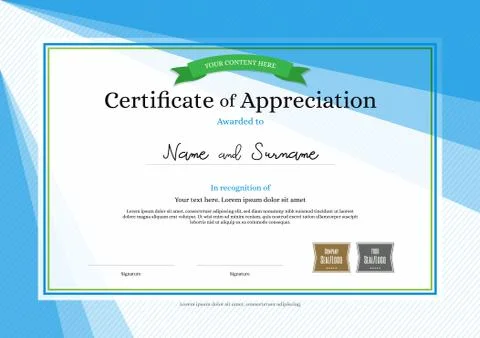 Modern certificate of appreciation template on abstract background Stock Illustration