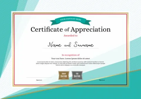 Modern certificate of appreciation template on abstract background Stock Illustration