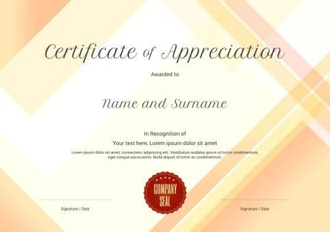 Modern certificate of appreciation template with modern colorful pattern in v Stock Illustration