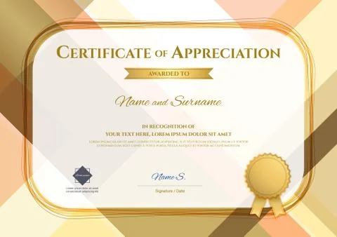 Modern certificate of appreciation template with modern colorful pattern in v Stock Illustration