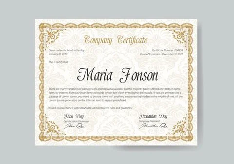 Modern certificate of company Stock Illustration