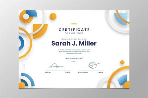 Modern certificate of excelence Stock Illustration
