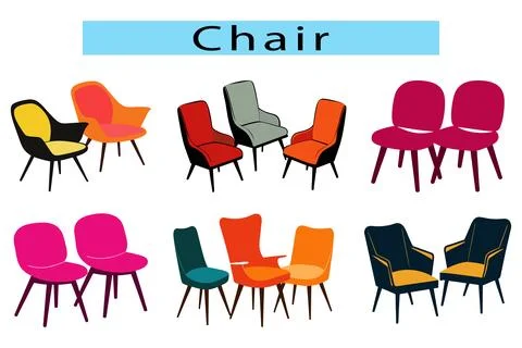 Modern chair vector art white background, Chair vector, Chair icon Stock Illustration