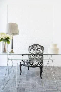 Modern chair with zebra pattern Stock Photos