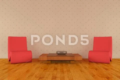 Modern chairs with table Illustration