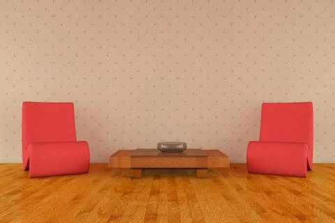 Modern chairs with table Stock Illustration