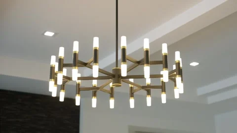A Modern Chandelier Featuring an Elegant Design Combined with Bright and Stock Footage 285795296