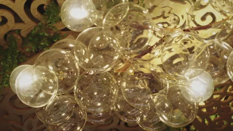 Modern chandelier in the interior. ceiling light Stock Footage 306585727