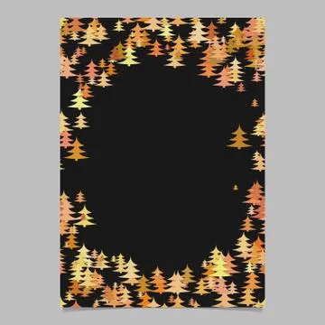 Modern chaotic pine tree pattern page border template Stock Illustration