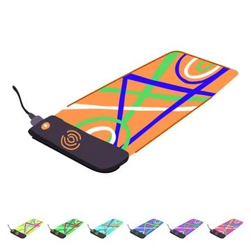 Modern charging mouse pad wireless vector cartoon graphic Stock Illustration