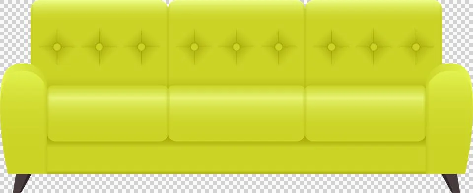 Modern chartreuse couch with tufted back, designed for comfort and contempo.. Stock Illustration