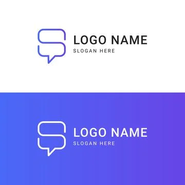 Modern chat bubble logo design with clean lines and professional branding sty Stock Illustration
