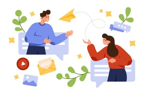 Modern Chat Communication and Message Exchange Concept Illustration