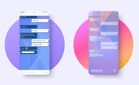 Modern Chat. Flat ui. Messenger chat app template composition with mockup images Illustrazione stock