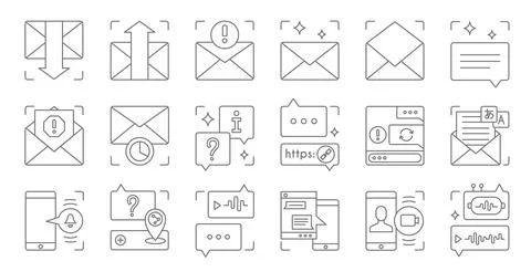 Modern chat interface icons on white background Stock Illustration