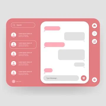 Modern Chat Interface UI Dashboard Messaging Application Design Stock Illustration