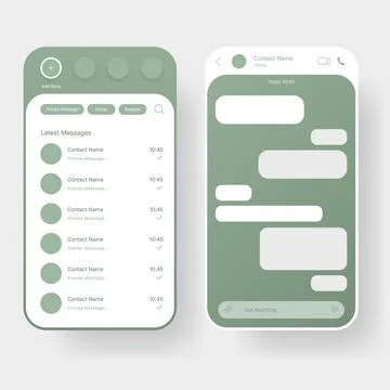 Modern Chat UI Mobile Messaging App Interface Template Stock Illustration