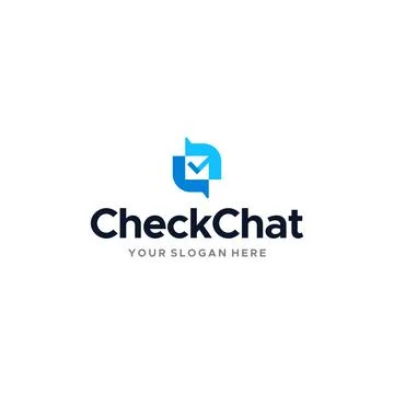 Modern Check Chat Buble Message Blue logo design Stock Illustration
