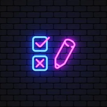 Modern check icon neon, great design for any purposes. Vector illustration Stock Illustration